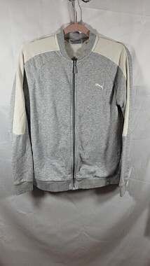 Puma Women's Heather Gray and Marshmallow Italian Fleece Full Zip Track Jacket,